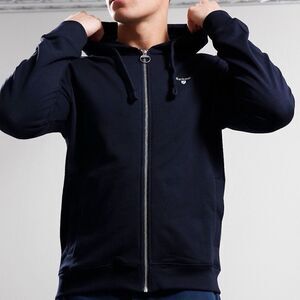 New Barbour Wallington Zip Hoodie Navy Fleece Lined Mens S